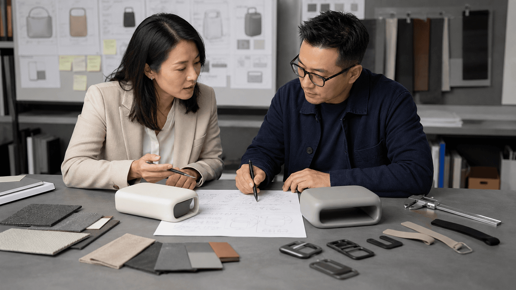 Buyer and engineering team translating sample feedback into actions